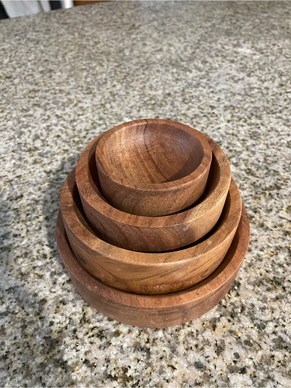 Stackable Wooden Nesting Bowls - Natural Brown